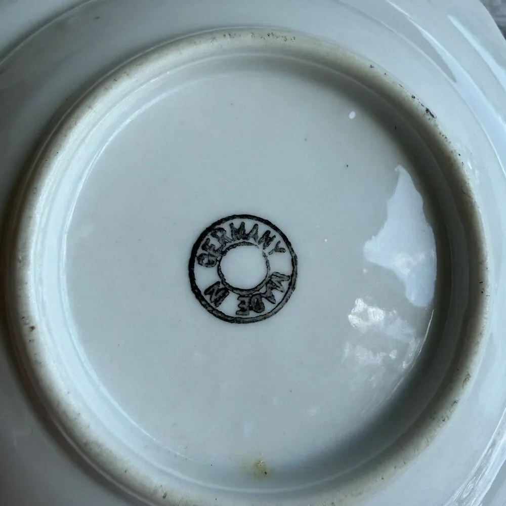 Vintage Germany Floral Glass Trinket Dish Small Scalloped Edge Ring Bowl